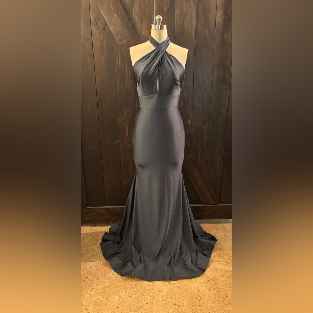 Cynthia & Sahar Elegant Hunter Green Halter Gown